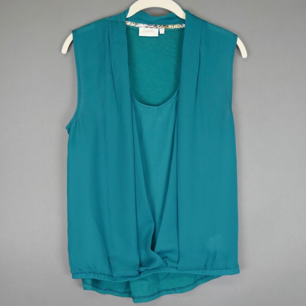 Anthropologie Deletta Green Draped Front Tank Top